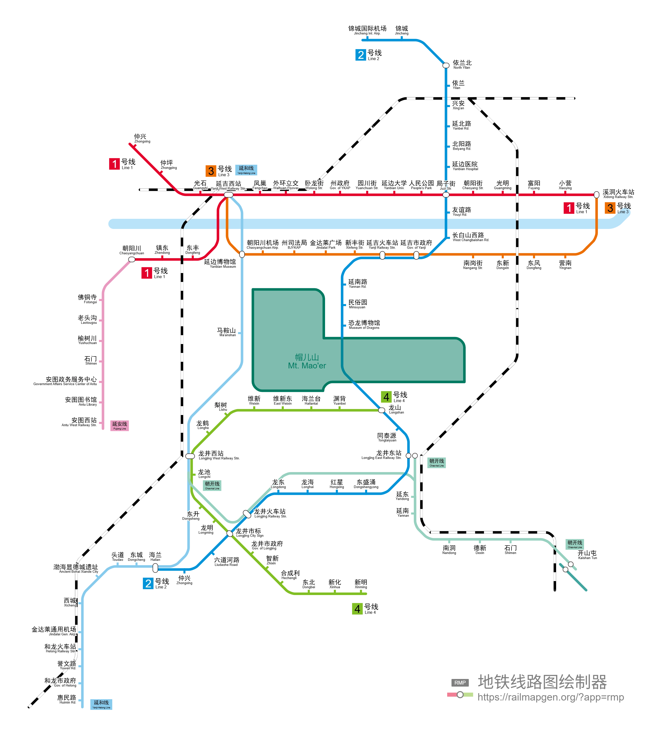 延吉轨道交通线路图（幻想）
